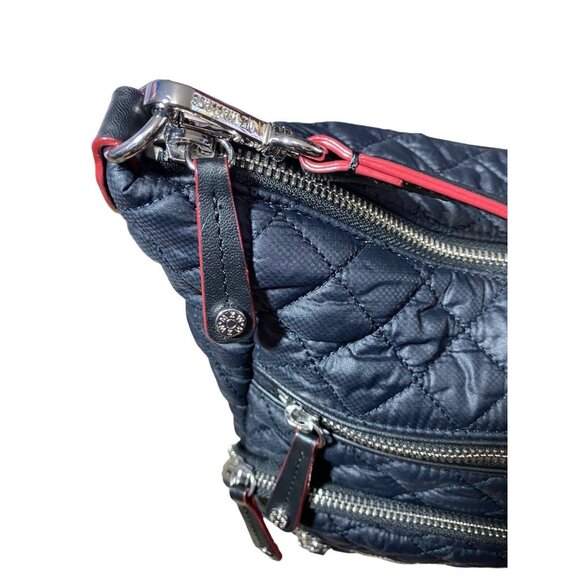 MZ WALLACE Bag DOWNTOWN Blue Burgundy Red Hobo Crossbody Purse - Picture 7 of 16